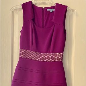 Magenta fitted dress in scuba material